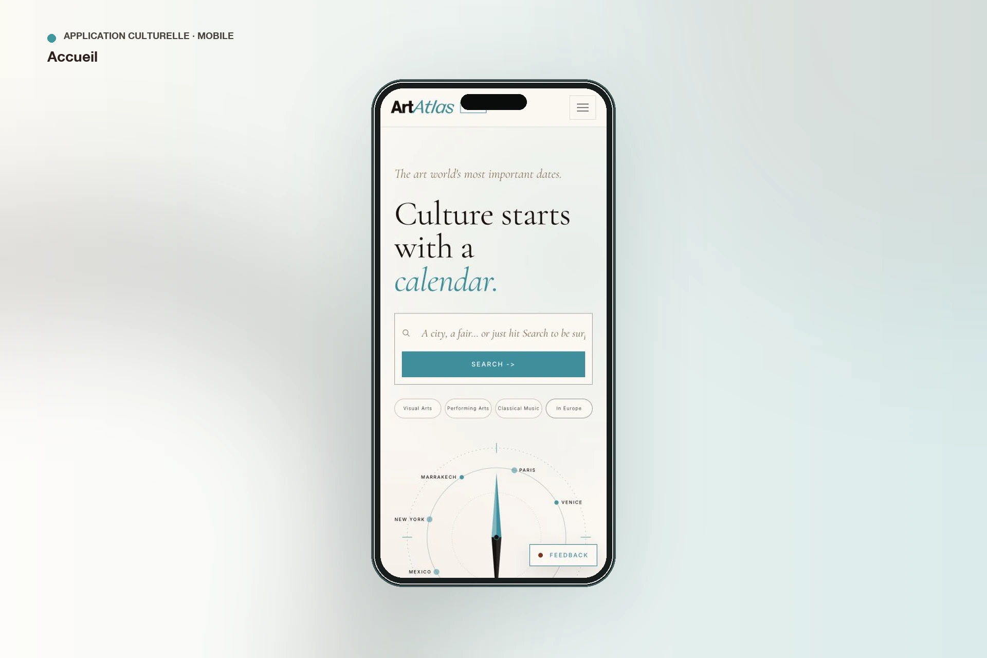 ArtAtlas — page d’accueil sur mobile