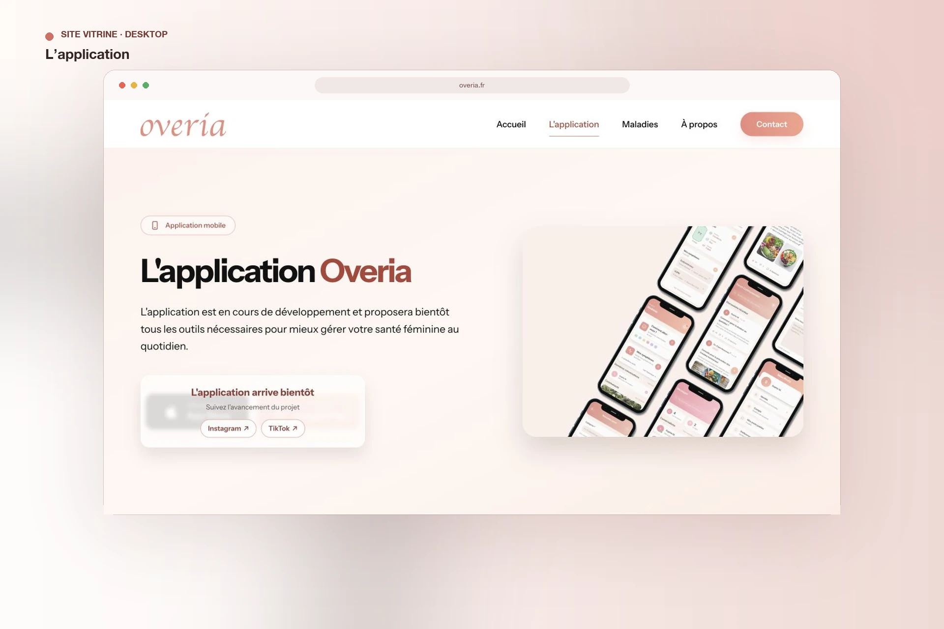 Overia — présentation de l’application sur ordinateur