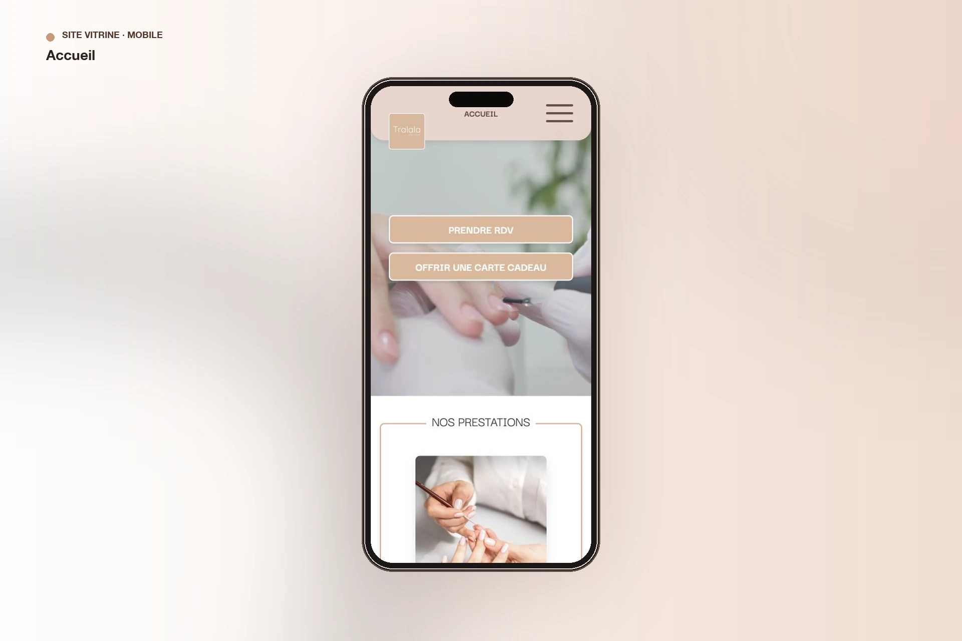 Tralala Beauté — page d’accueil sur mobile