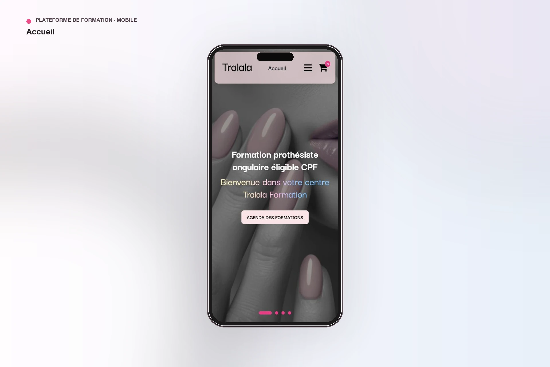 Tralala Formation — page d’accueil sur mobile
