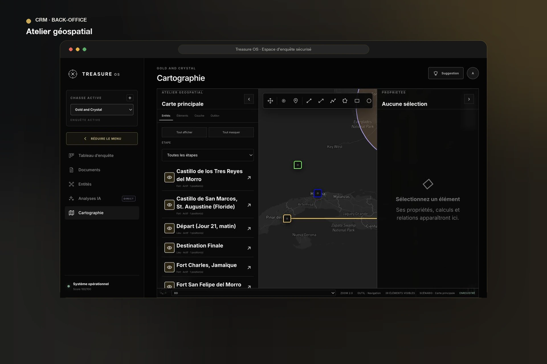 Treasure OS — cartographie dans le back-office